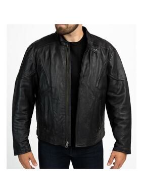 Vintage Hot Leathers Motorcycle Jacket 48 Genuine Leather Vented Zip Liner Biker